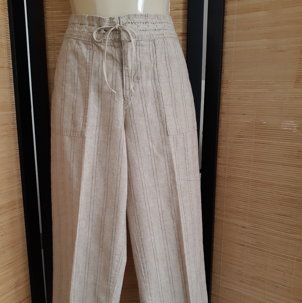 LEE wide leg crop pants capris linen blend EUC
